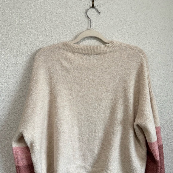 Lulu's Womens Small Colorblock Sweater Cream Pink Oversized Slouchy Boho Soft - Picture 7 of 8